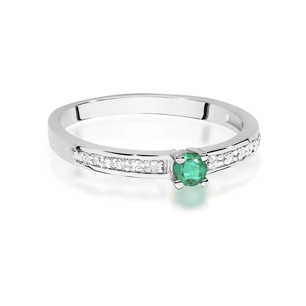 zlatý prsteň s 0,15 ct smaragdom a 0,05 ct diamantmi w0288-emg-01