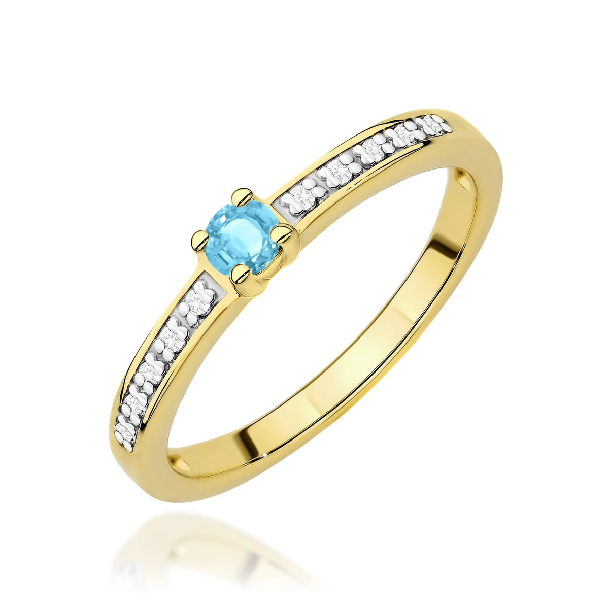 Zlatý prsteň s topásom 0,15 ct a diamantmi 0,05 ct