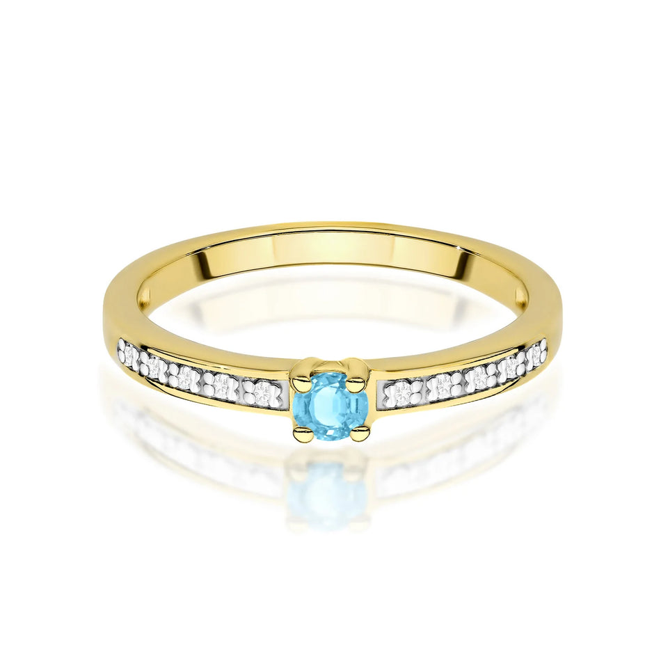 Zlatý prsteň s topásom 0,15 ct a diamantmi 0,05 ct