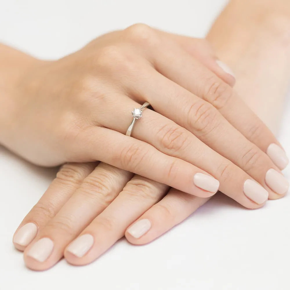 Zásnubný prsteň s diamantmi Lab-grown v 585 bielom zlate