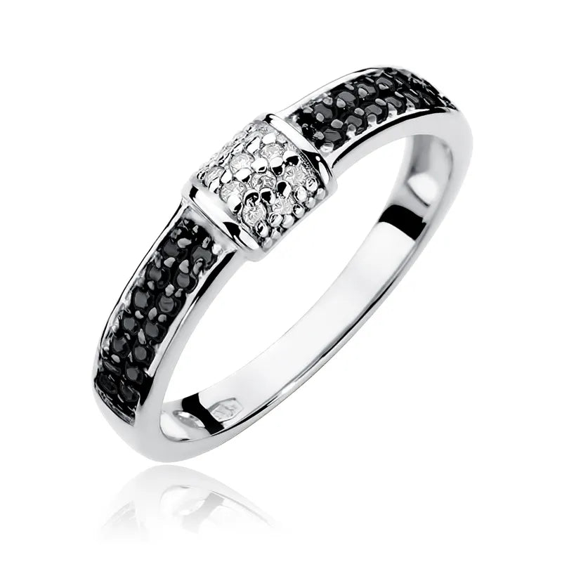 sada zlatých prsteňov s čiernymi a bielymi diamantmi 0,19 ct w0297-xxx-02