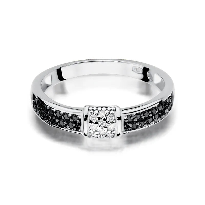 sada zlatých prsteňov s čiernymi a bielymi diamantmi 0,19 ct w0297-xxx-02