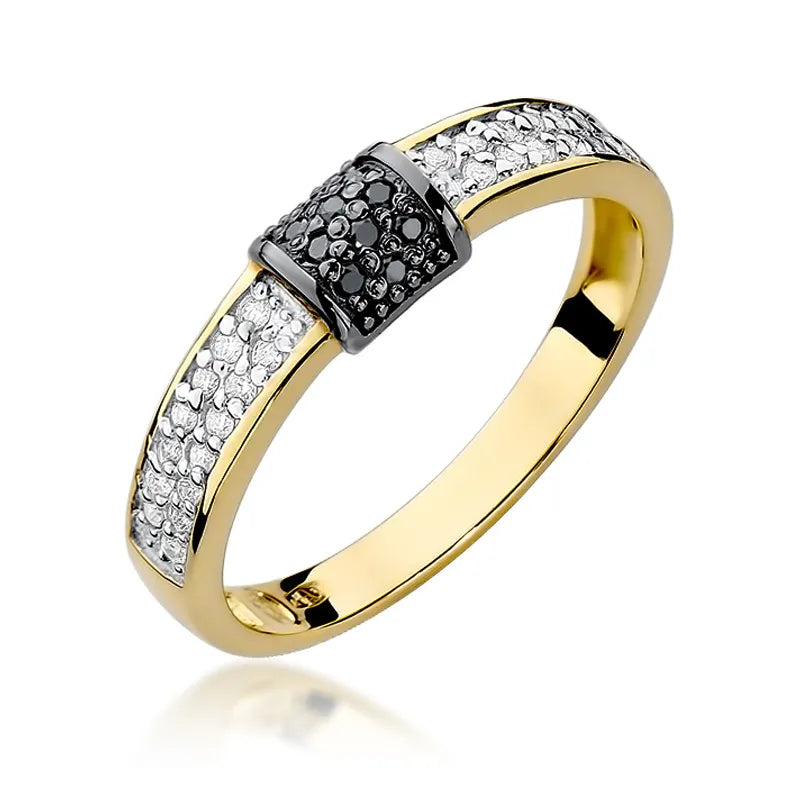 sada zlatých prsteňov s 0,19 ct čiernymi a bielymi diamantmi w0297-xxx-01