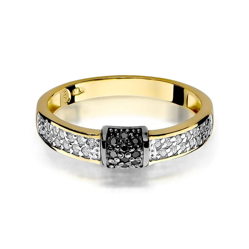 sada zlatých prsteňov s 0,19 ct čiernymi a bielymi diamantmi w0297-xxx-01