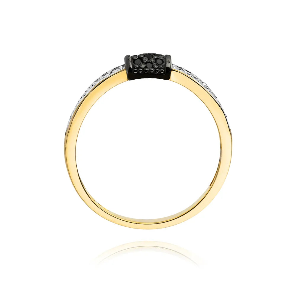 sada zlatých prsteňov s 0,19 ct čiernymi a bielymi diamantmi w0297-xxx-01