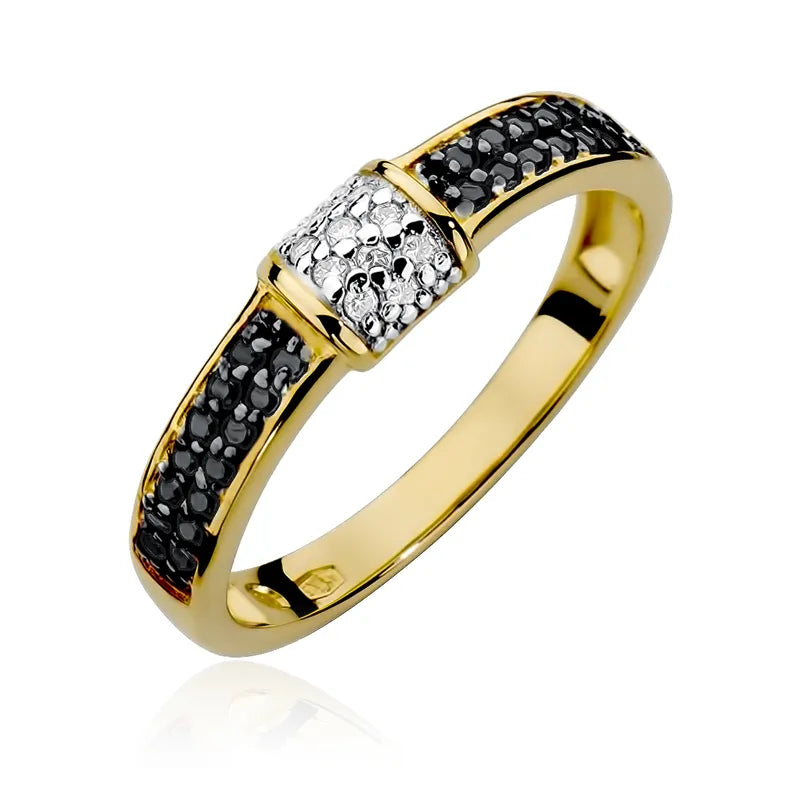 sada zlatých prsteňov s čiernymi a bielymi diamantmi 0,19 ct w0297-xxx-02