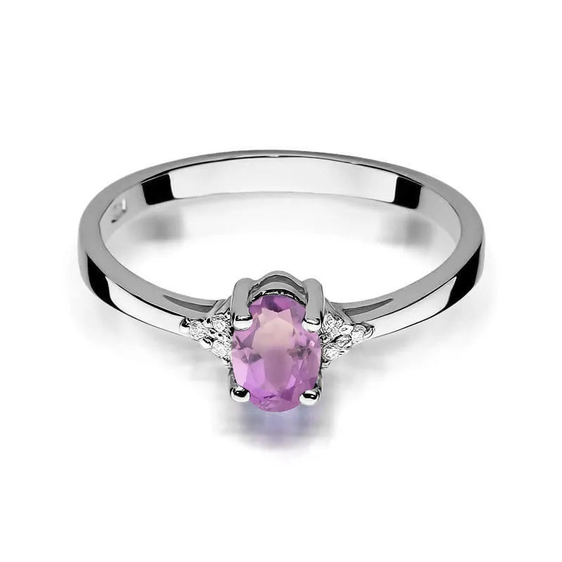 zlatý prsteň s 0,40 ct ametystom a 0,052 ct diamantmi w0301-amv-01