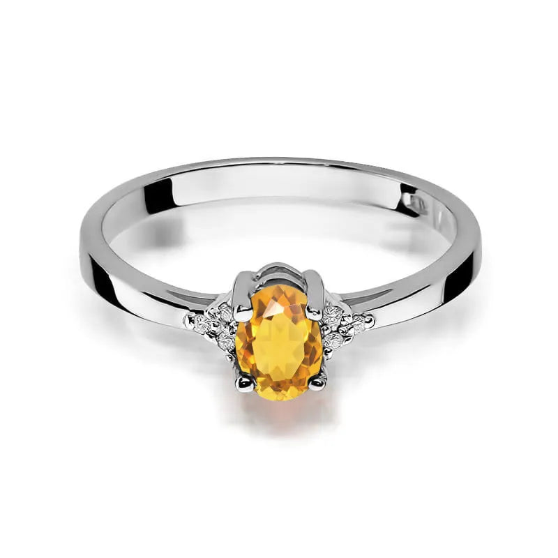 zlatý prsteň so 0,60 ct citrínom a 0,052 ct diamantmi w0301-ciy-01
