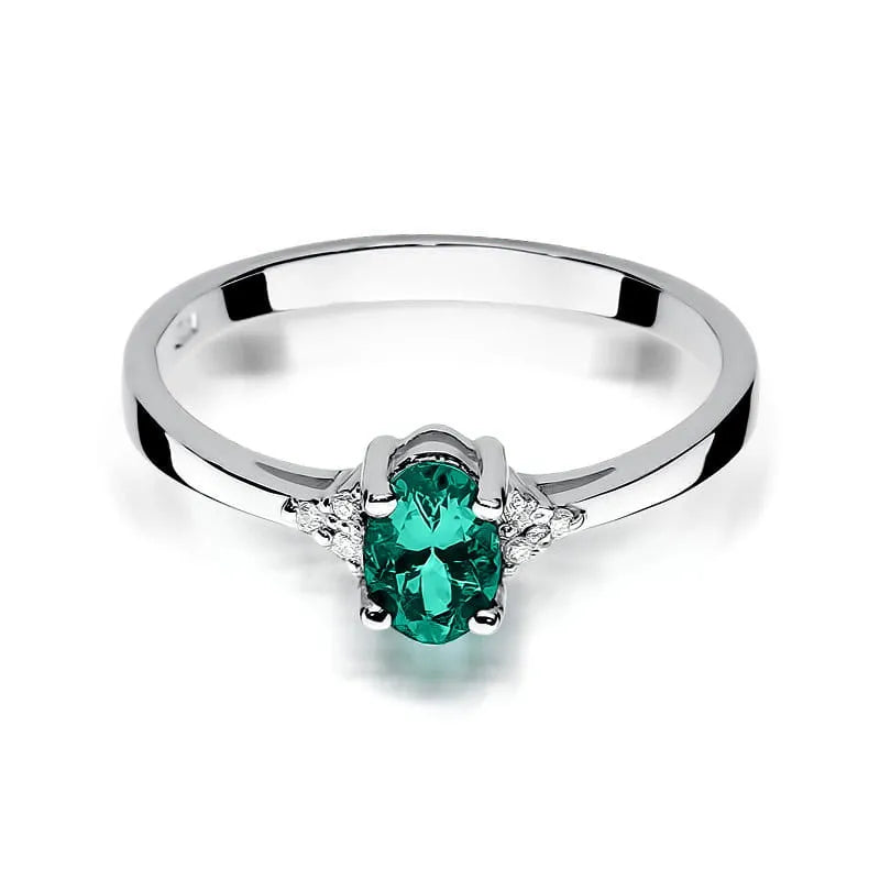 zlatý prsteň s 0,40 ct smaragdom a 0,052 ct diamantmi w0301-emg-01