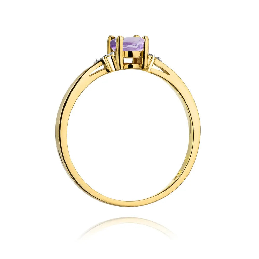 zlatý prsteň s 0,40 ct ametystom a 0,052 ct diamantmi w0301-amv-01