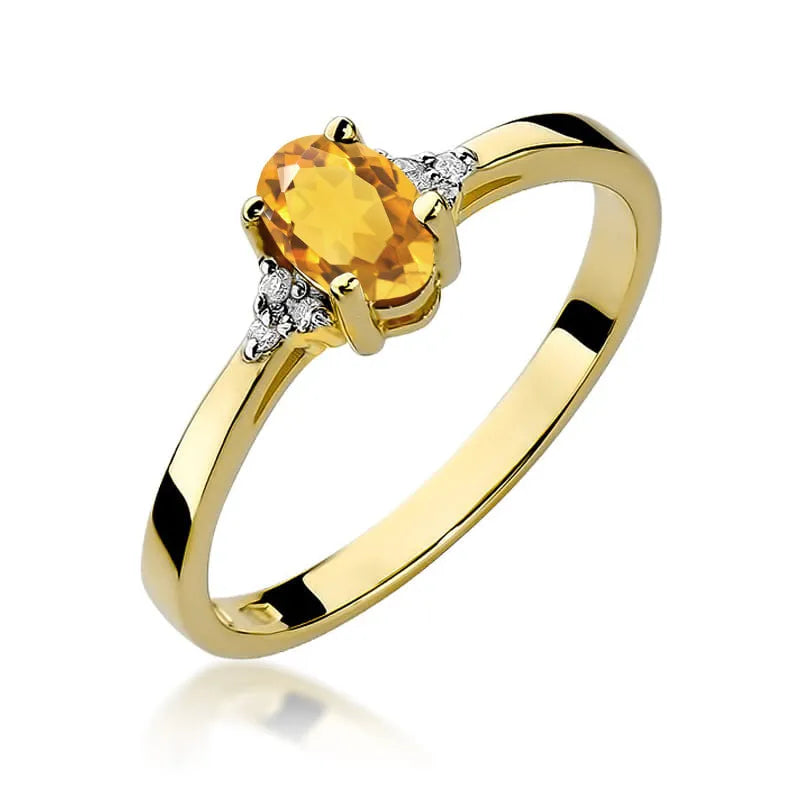 zlatý prsteň so 0,60 ct citrínom a 0,052 ct diamantmi w0301-ciy-01