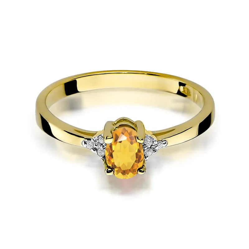 zlatý prsteň so 0,60 ct citrínom a 0,052 ct diamantmi w0301-ciy-01