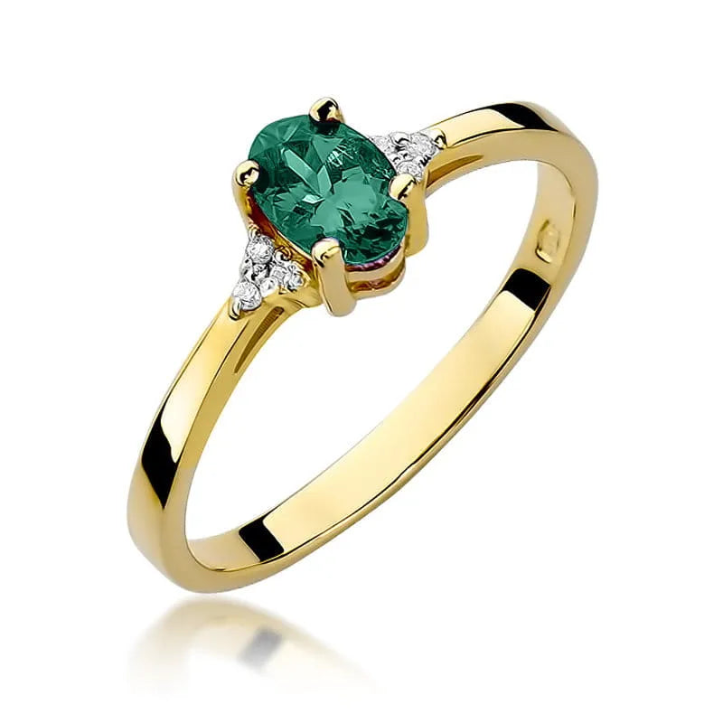 zlatý prsteň s 0,40 ct smaragdom a 0,052 ct diamantmi w0301-emg-01