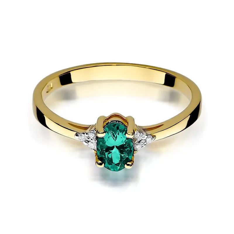 zlatý prsteň s 0,40 ct smaragdom a 0,052 ct diamantmi w0301-emg-01