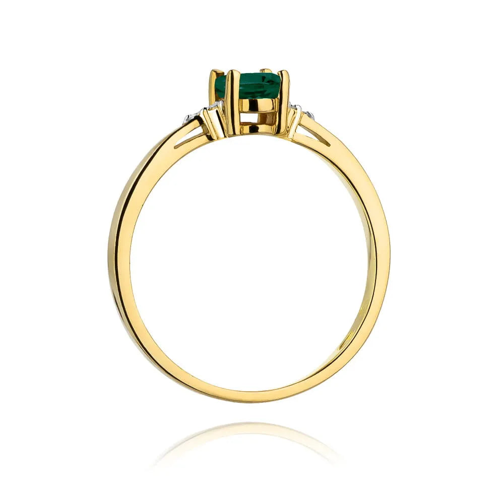 zlatý prsteň s 0,40 ct smaragdom a 0,052 ct diamantmi w0301-emg-01