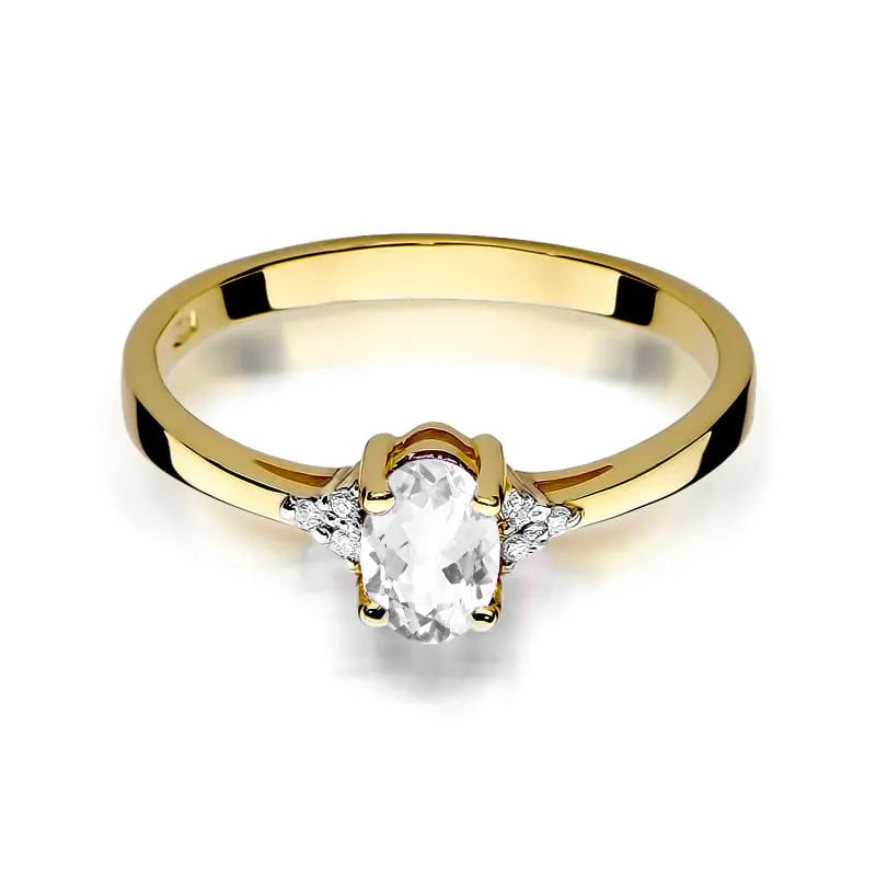 zlatý prsteň s 0,50 ct bielym zafírom a 0,052 ct diamantmi w0301-saw-01
