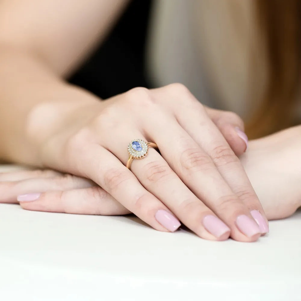 zlatý prsteň s 0,40 ct tanzanitom a 0,195 ct diamantmi w0303-tap-01