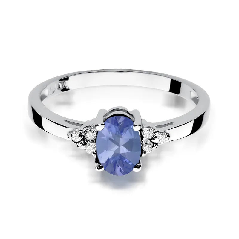 zlatý prsteň s 0,70 ct tanzanitom a 0,052 ct diamantmi w0308-tap-01