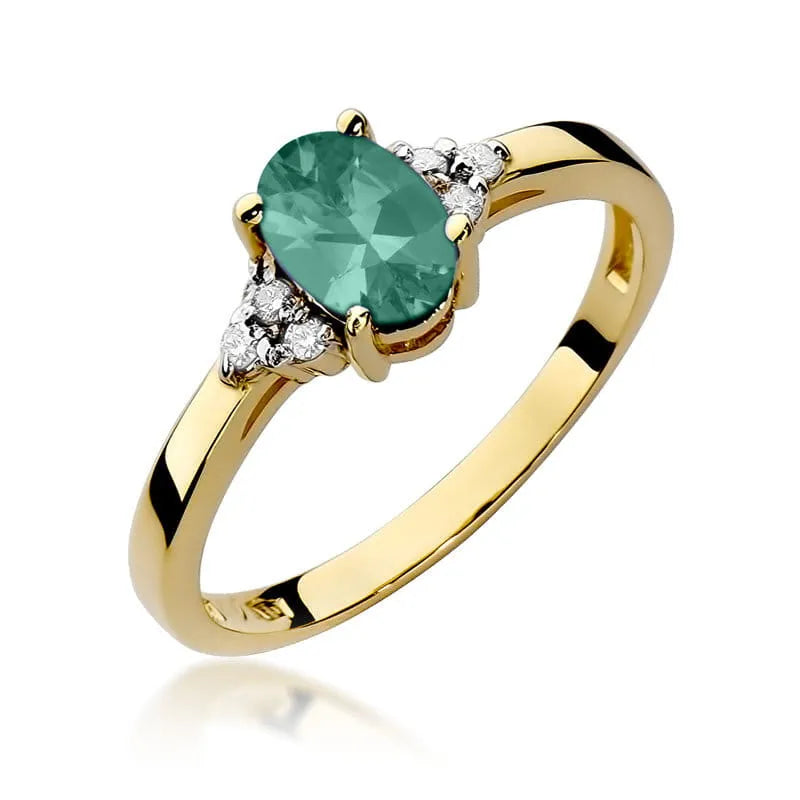 zlatý prsteň s 0,80 ct smaragdom a 0,052 ct diamantmi w0308-emg-01