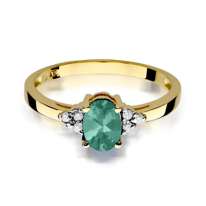 zlatý prsteň s 0,80 ct smaragdom a 0,052 ct diamantmi w0308-emg-01