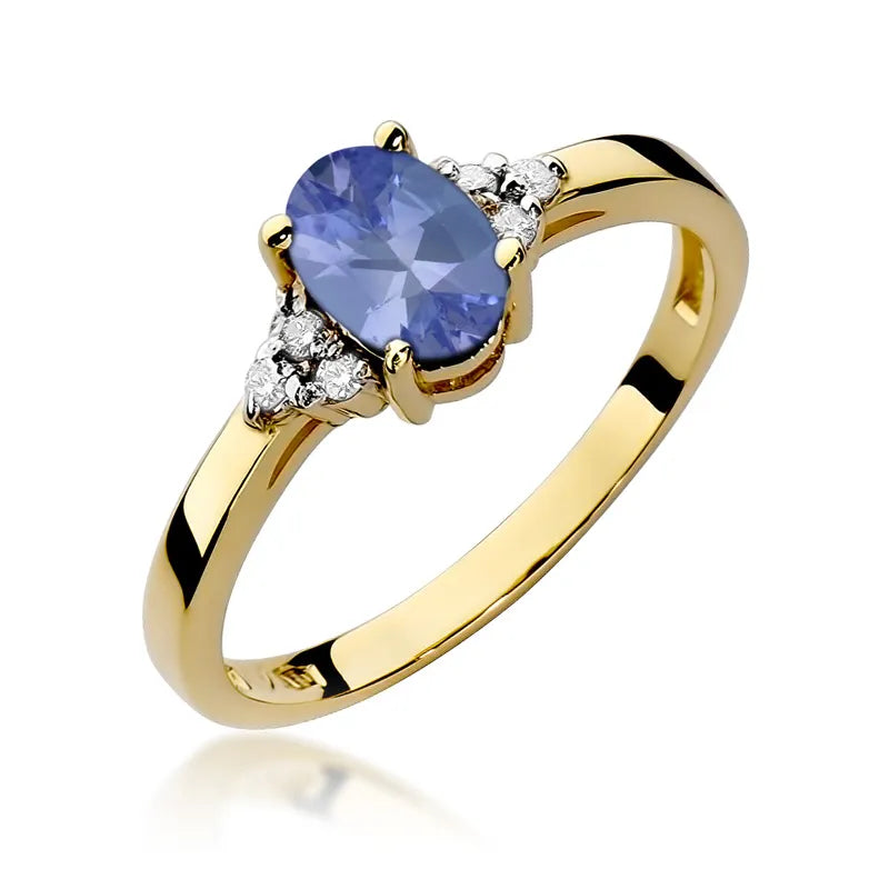 zlatý prsteň s 0,70 ct tanzanitom a 0,052 ct diamantmi w0308-tap-01