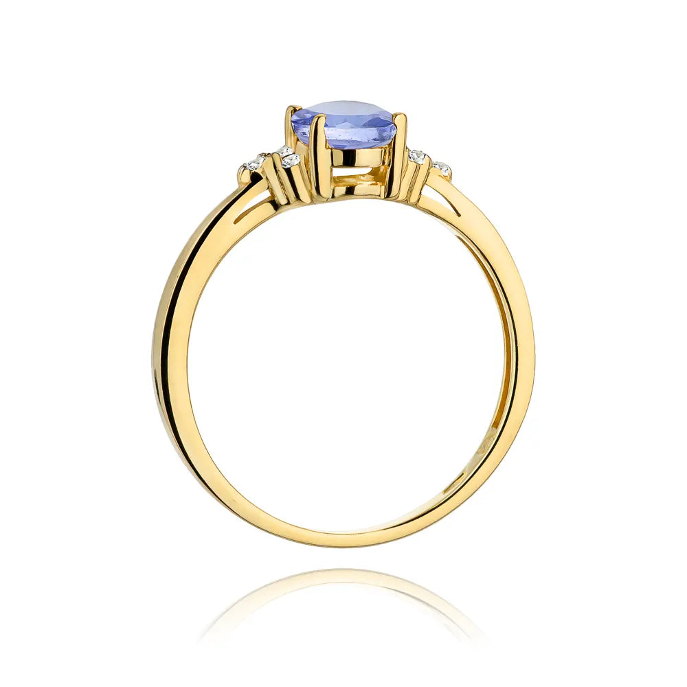 zlatý prsteň s 0,70 ct tanzanitom a 0,052 ct diamantmi w0308-tap-01