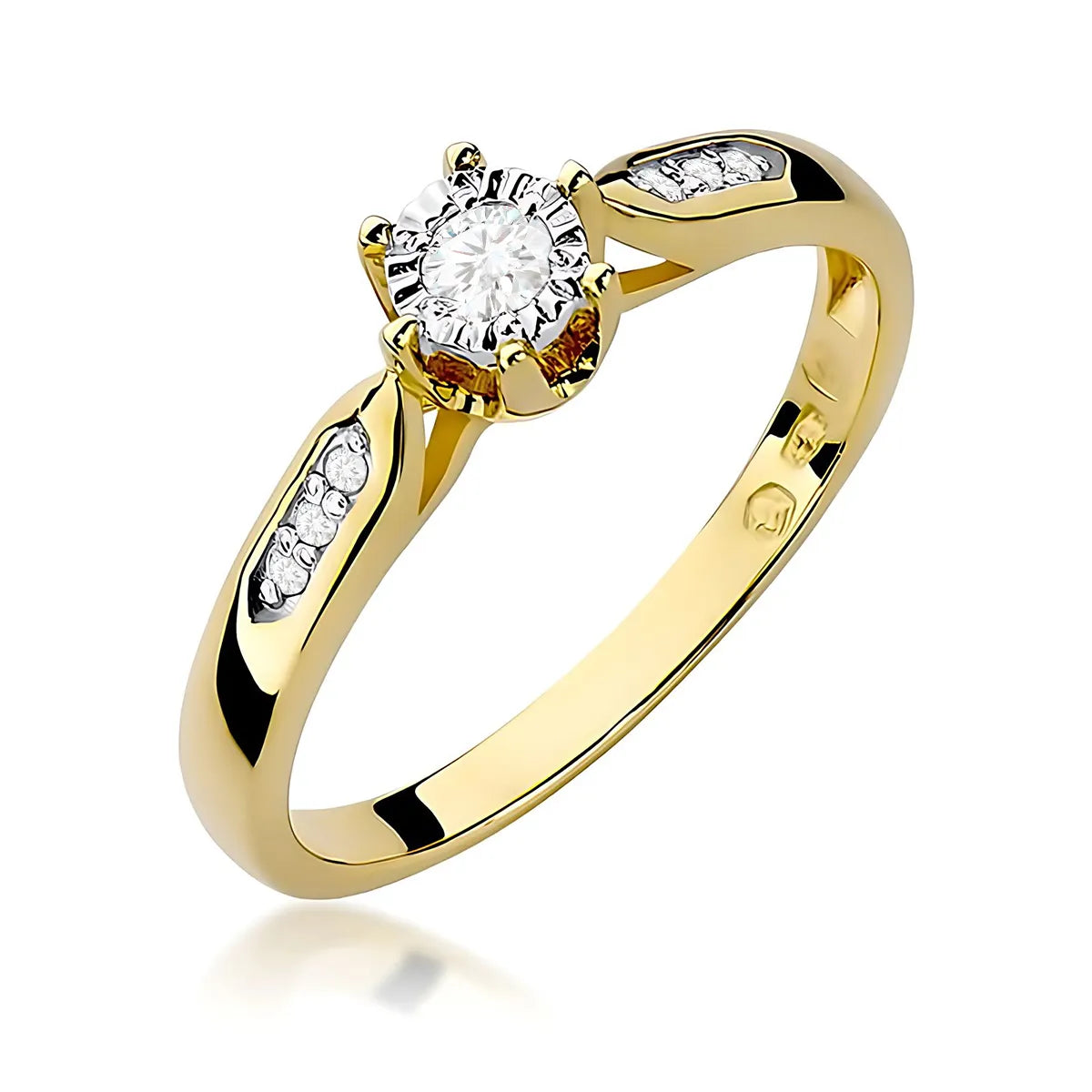 zlatý prsteň s diamantmi 0,08 ct a 0,052 ct w0328-diw-01