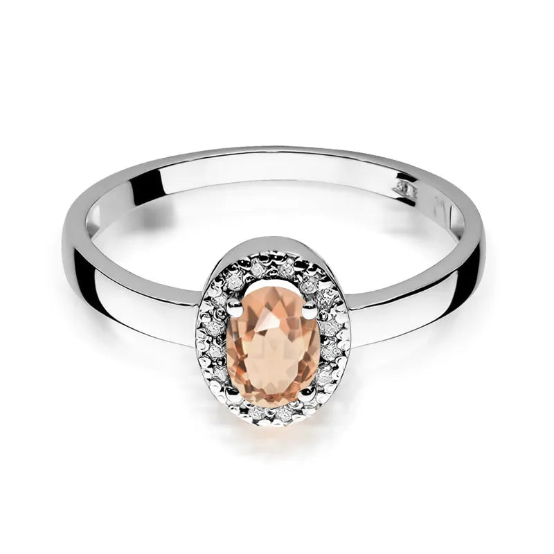 zlatý prsteň s 0,40 ct morganitom a 0,08 ct diamantmi w0330-mop-01