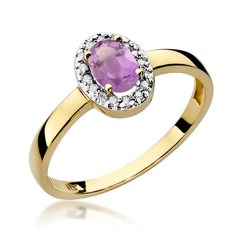 zlatý prsteň s 0,40 ct ametystom a 0,08 ct diamantmi w0330-amv-01