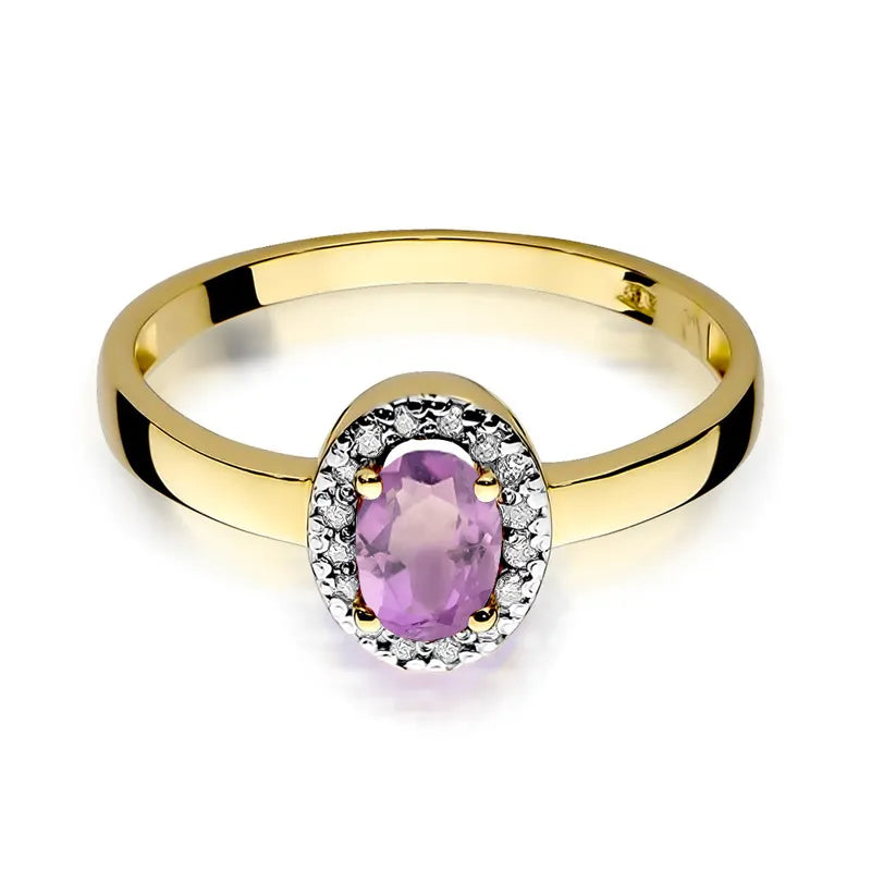 zlatý prsteň s 0,40 ct ametystom a 0,08 ct diamantmi w0330-amv-01