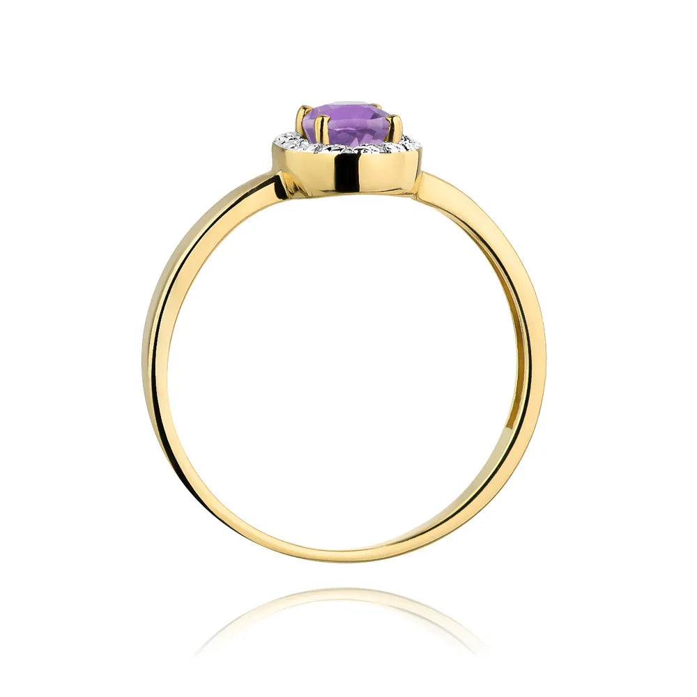 zlatý prsteň s 0,40 ct ametystom a 0,08 ct diamantmi w0330-amv-01