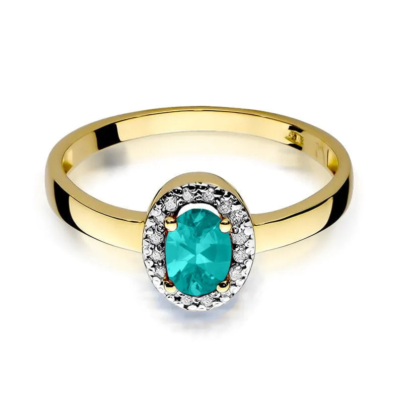 zlatý prsteň s 0,40 ct smaragdom a 0,08 ct diamantmi w0330-emg-01