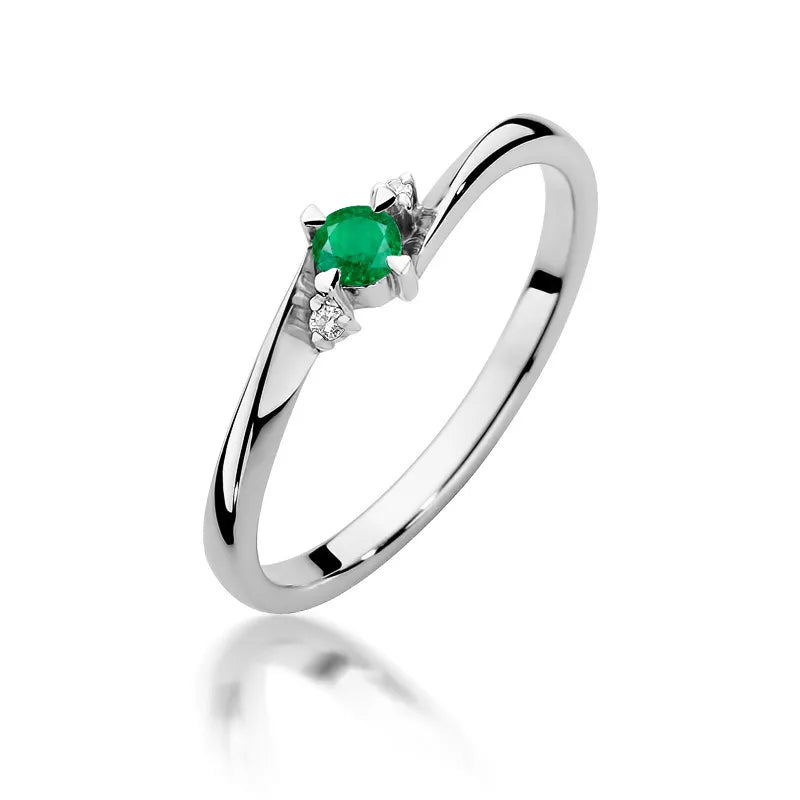zlatý prsteň s 0,15 ct smaragdom a 0,017 ct diamantmi w0346-emg-01