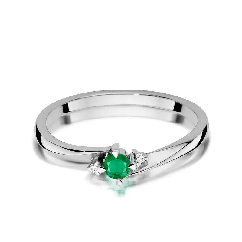 zlatý prsteň s 0,15 ct smaragdom a 0,017 ct diamantmi w0346-emg-01