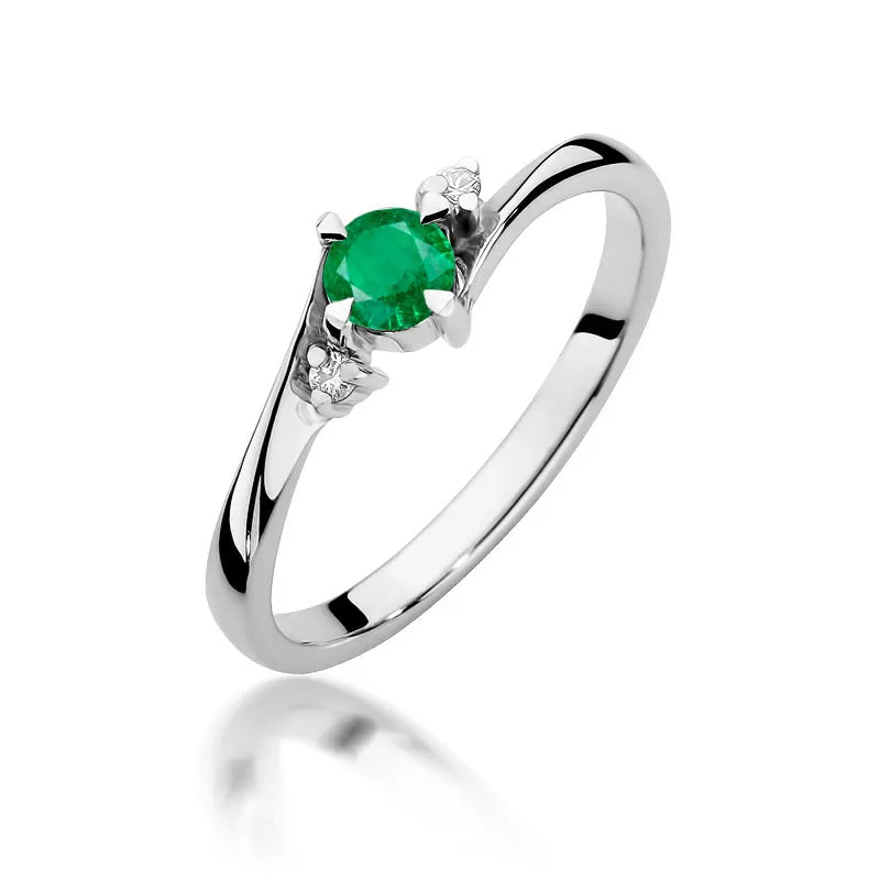 zlatý prsteň s 0,30 ct smaragdom a 0,029 ct diamantmi w0346-emg-02