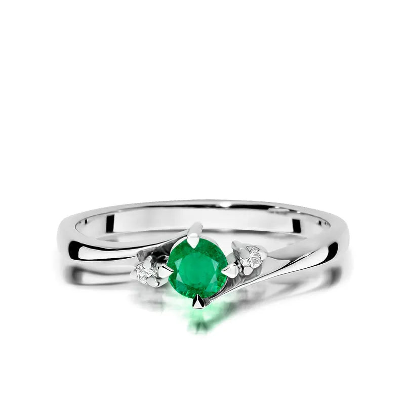zlatý prsteň s 0,30 ct smaragdom a 0,029 ct diamantmi w0346-emg-02