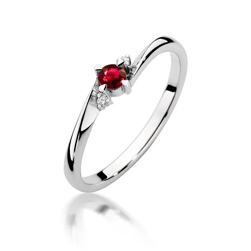 zlatý prsteň s 0,15 ct rubínom a 0,017 ct diamantmi w0346-rur-01