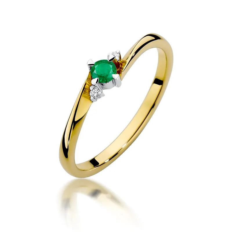 zlatý prsteň s 0,15 ct smaragdom a 0,017 ct diamantmi w0346-emg-01