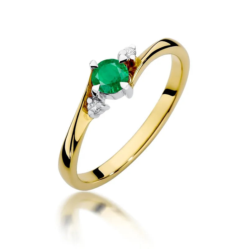 zlatý prsteň s 0,30 ct smaragdom a 0,029 ct diamantmi w0346-emg-02