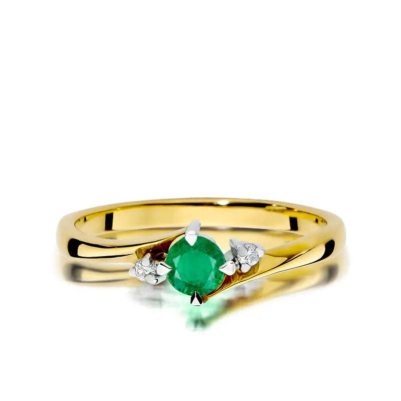 zlatý prsteň s 0,30 ct smaragdom a 0,029 ct diamantmi w0346-emg-02