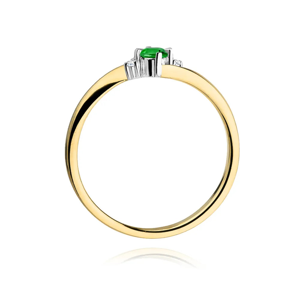 zlatý prsteň s 0,30 ct smaragdom a 0,029 ct diamantmi w0346-emg-02