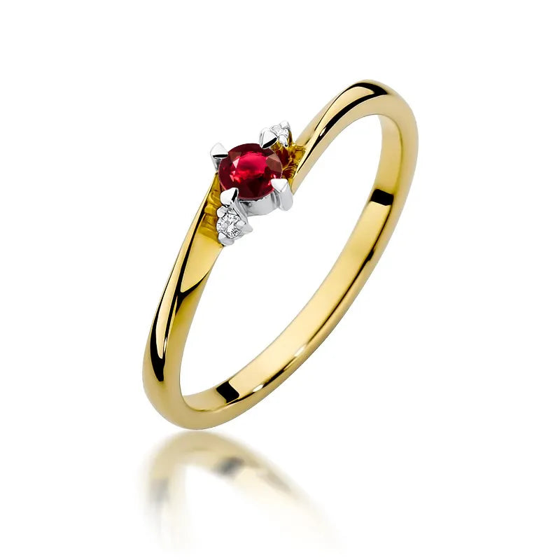 zlatý prsteň s 0,15 ct rubínom a 0,017 ct diamantmi w0346-rur-01