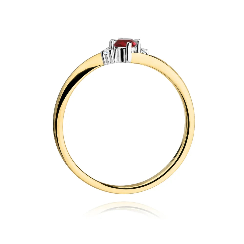 zlatý prsteň s 0,15 ct rubínom a 0,017 ct diamantmi w0346-rur-01
