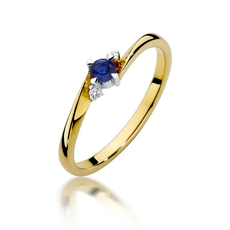 zlatý prsteň s 0,15 ct zafírom a 0,017 ct diamantmi w0346-sab-01