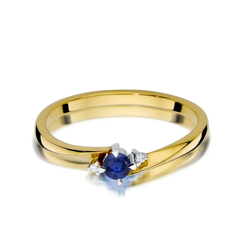 zlatý prsteň s 0,15 ct zafírom a 0,017 ct diamantmi w0346-sab-01