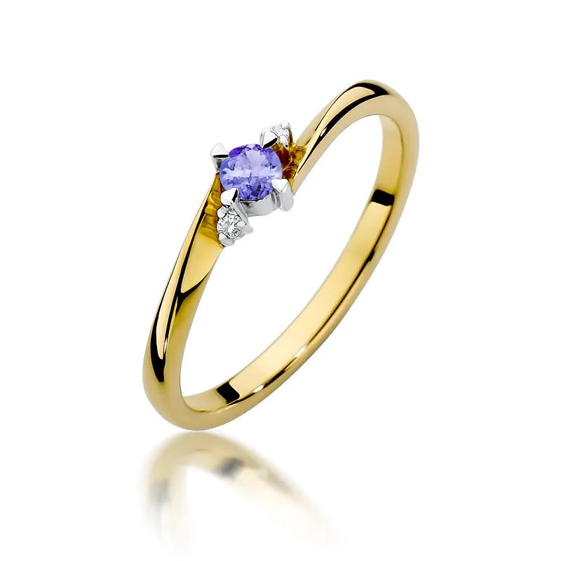 zlatý prsteň s 0,15 ct tanzanitom a 0,017 ct diamantmi w0346-tap-01