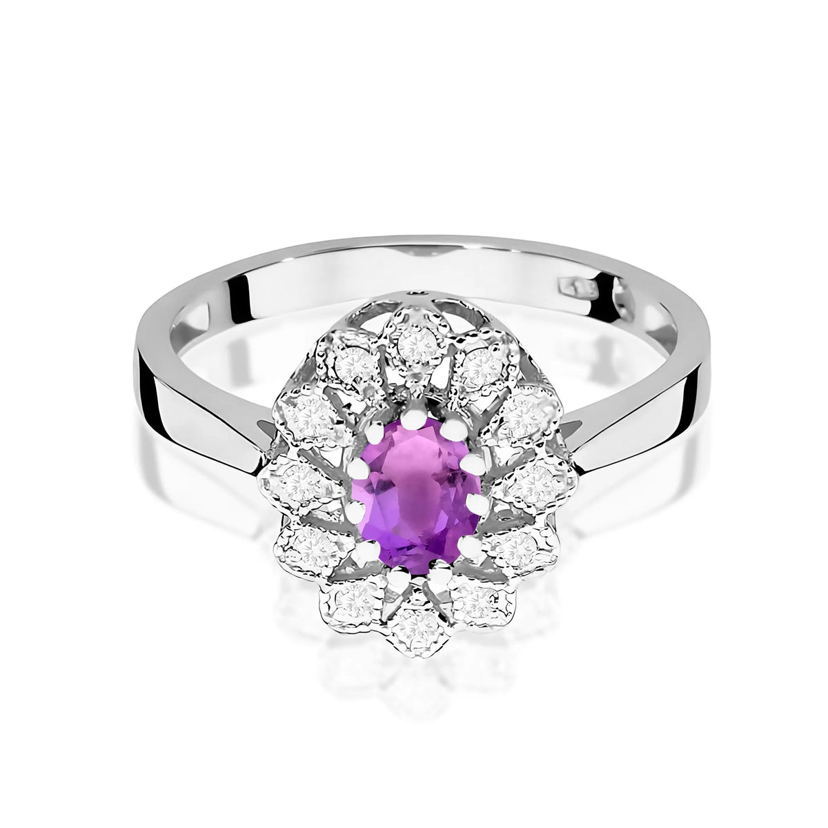 zlatý prsteň s 0,40 ct ametystom a 0,103 ct diamantmi w0354-amv-01
