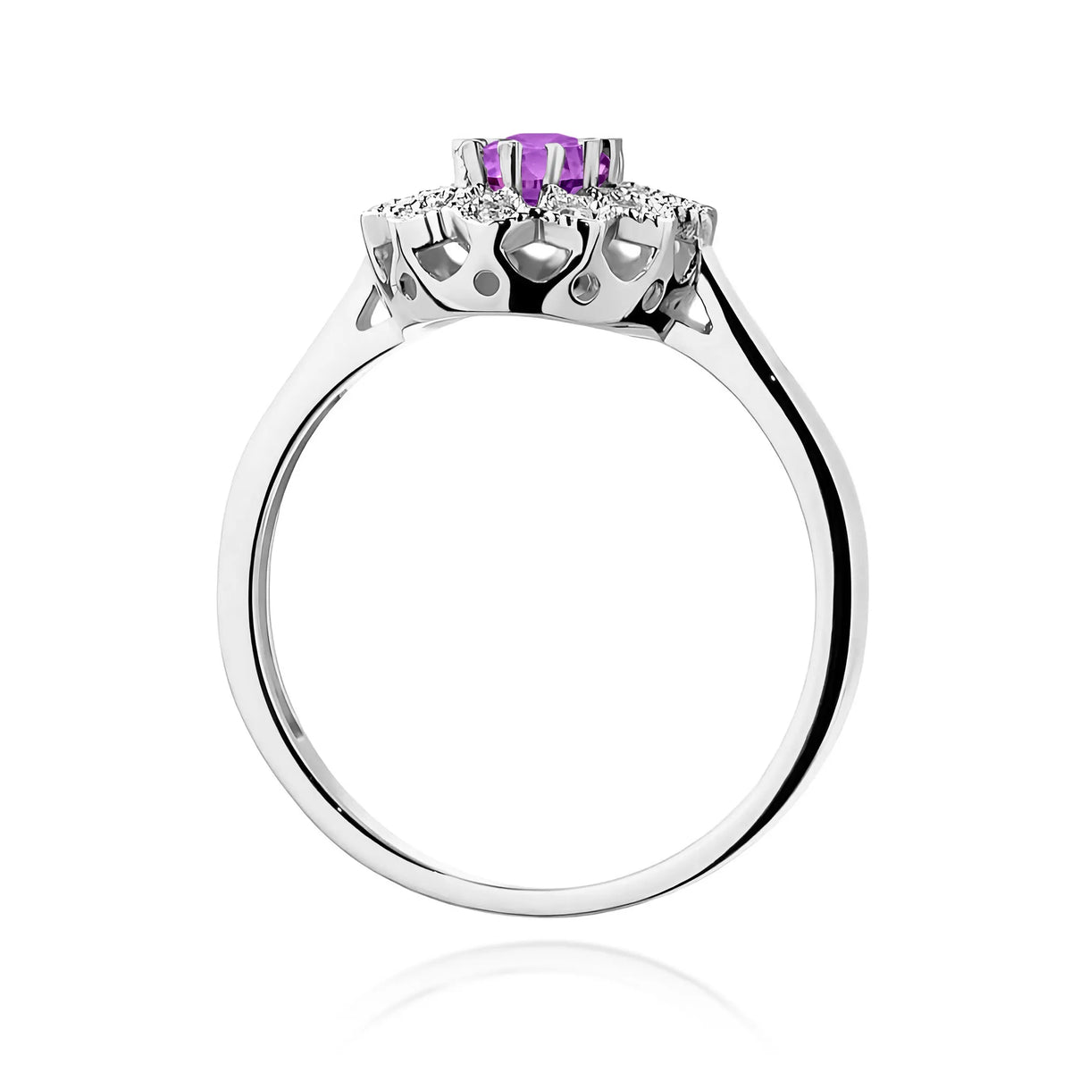 zlatý prsteň s 0,40 ct ametystom a 0,103 ct diamantmi w0354-amv-01