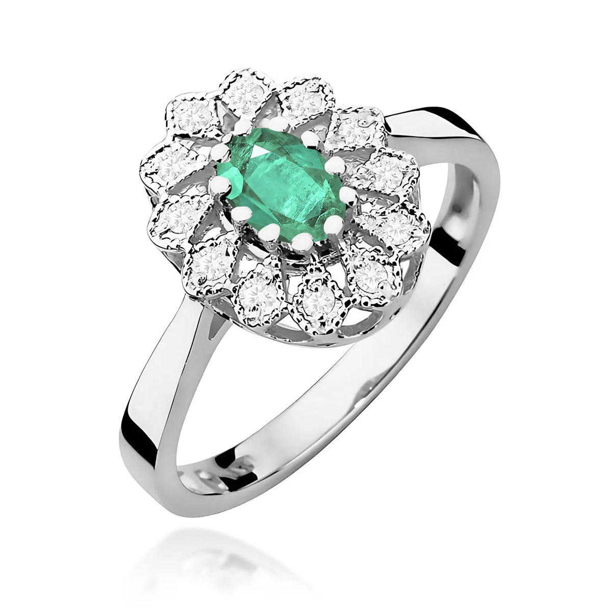 zlatý prsteň s 0,40 ct smaragdom a 0,103 ct diamantmi w0354-emg-01