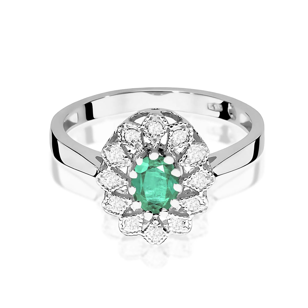 zlatý prsteň s 0,40 ct smaragdom a 0,103 ct diamantmi w0354-emg-01